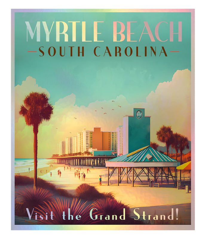 Myrtle Beach South Carolina Holographic Charm Durable Vinyl Decal Sticker A