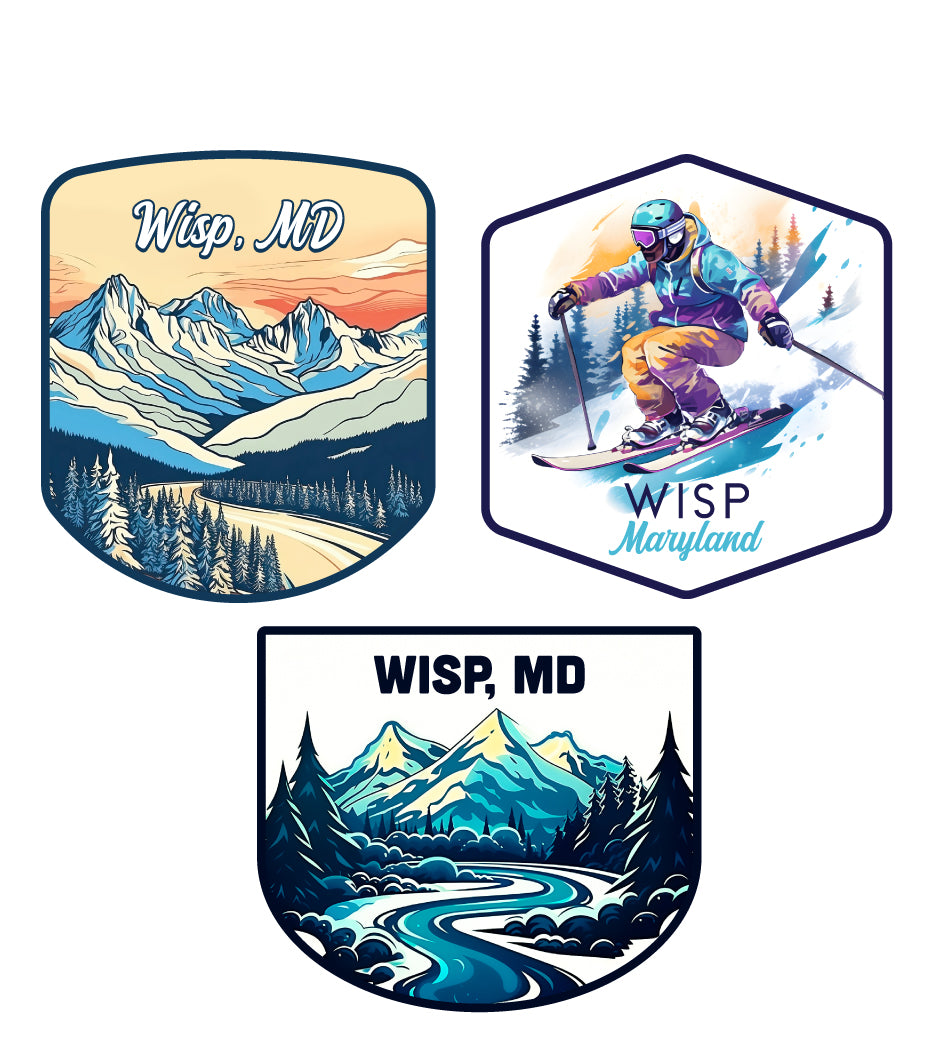 Wisp Maryland Ski Souvenir 3 Pack Vinyl Decal Sticker
