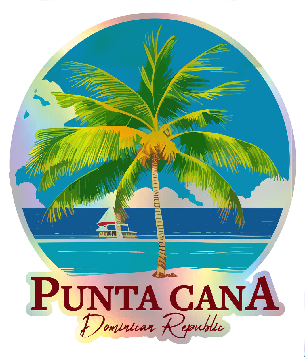 Punta Cana Dominican Republic Holographic Charm Durable Vinyl Decal Sticker Palm
