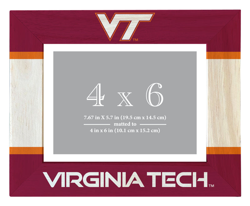 Virginia Tech Hokies Wooden Photo Frame - Customizable 4 x 6 Inch - Elegant Matted Display for Memories