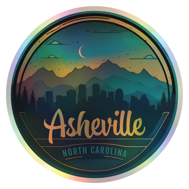Asheville North Carolina Holographic Charm Durable Vinyl Decal Sticker A