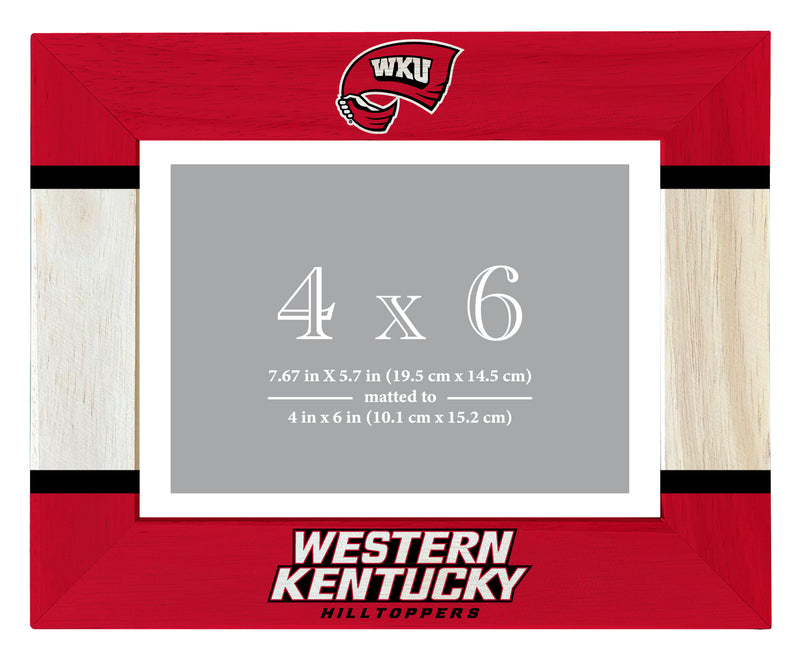 Western Kentucky Hilltoppers Wooden Photo Frame - Customizable 4 x 6 Inch - Elegant Matted Display for Memories