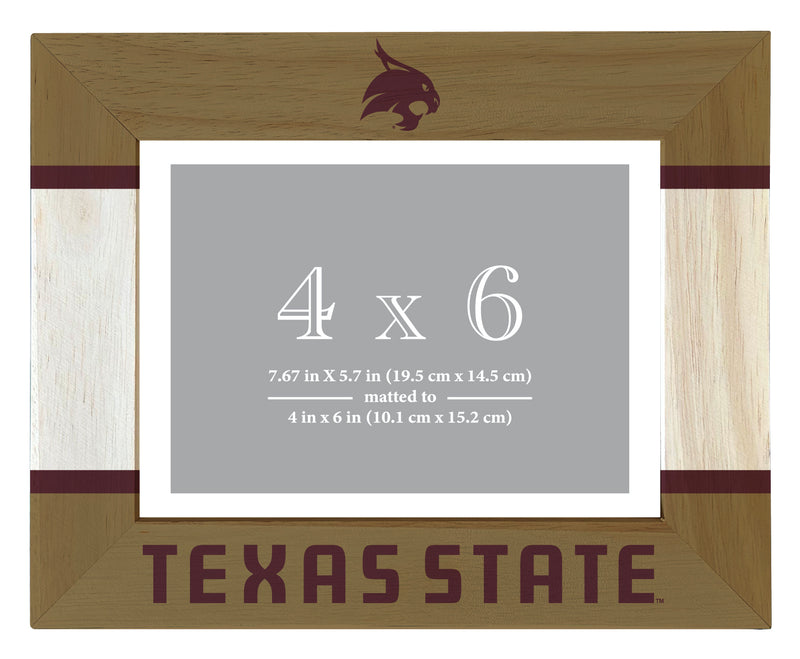 Texas State Bobcats Wooden Photo Frame - Customizable 4 x 6 Inch - Elegant Matted Display for Memories