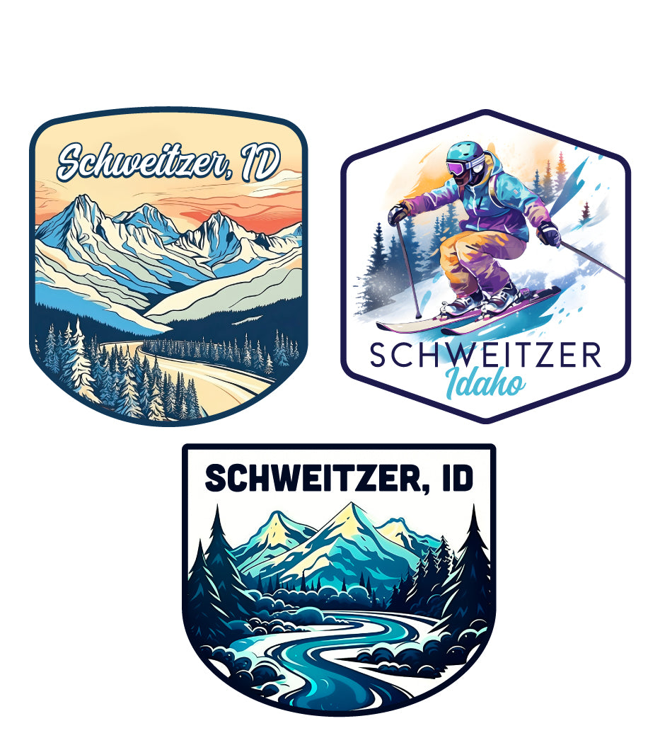 Schweitzer Idaho Ski Souvenir 3 Pack Vinyl Decal Sticker