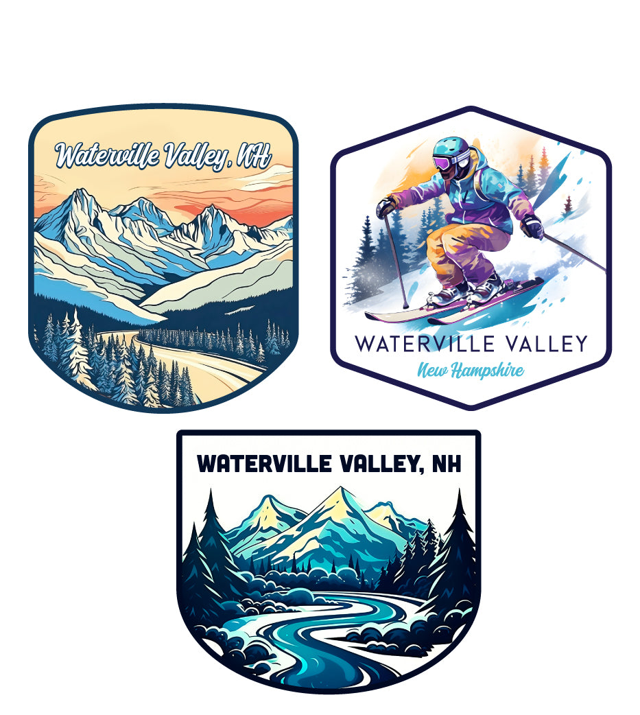 Waterville Valley New Hampshire Ski Souvenir 3 Pack Vinyl Decal Sticker