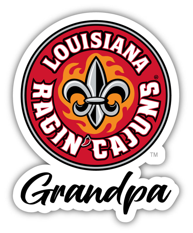 Louisiana at Lafayette 4-Inch Proud Grandpa NCAA - Durable School Spirit Vinyl Decal Perfect Gift for Grandpa