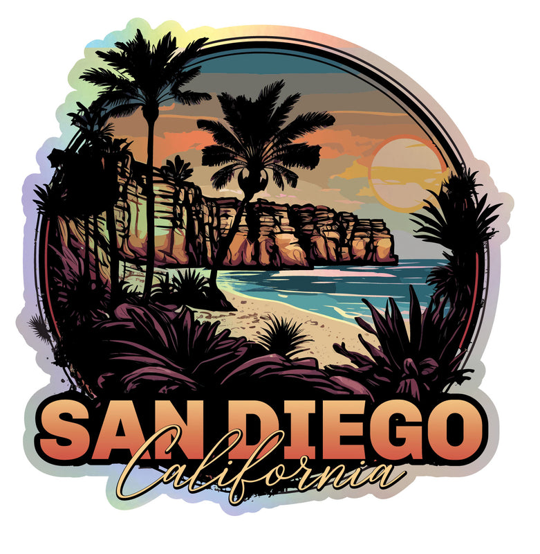 San Diego California Holographic Charm Durable Vinyl Decal Sticker A