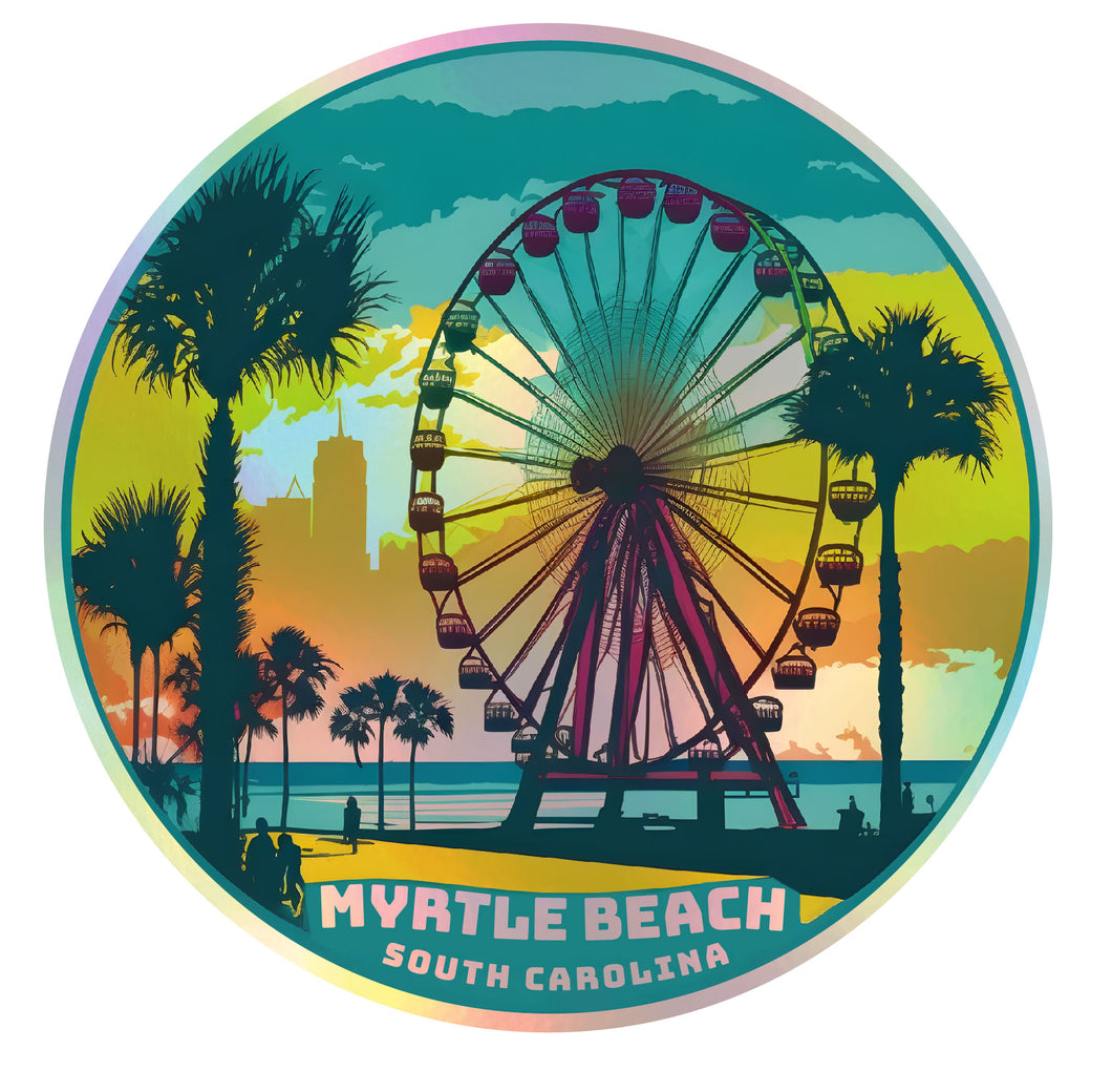 Myrtle Beach South Carolina Holographic Charm Durable Vinyl Decal Sticker C