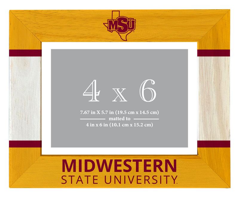 Midwestern State University Mustangs Wooden Photo Frame - Customizable 4 x 6 Inch - Elegant Matted Display for Memories