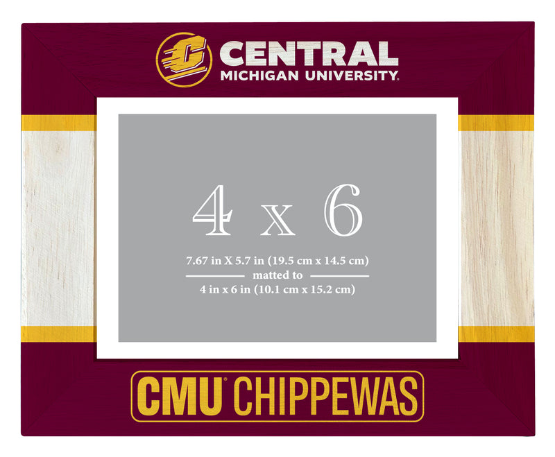 Central Michigan University Wooden Photo Frame - Customizable 4 x 6 Inch - Elegant Matted Display for Memories