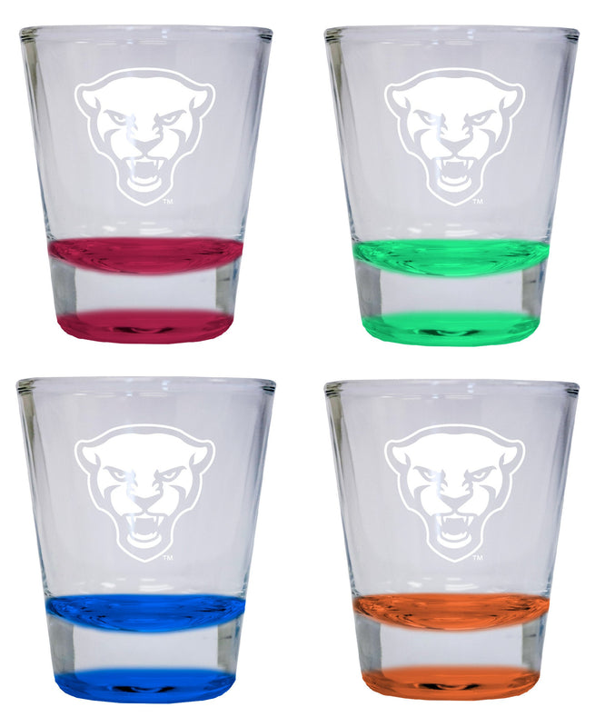 NCAA Pittsburgh Panthers Collector's 2oz Laser-Engraved Spirit Shot Glass Red, Orange, Blue and Green 4-Pack