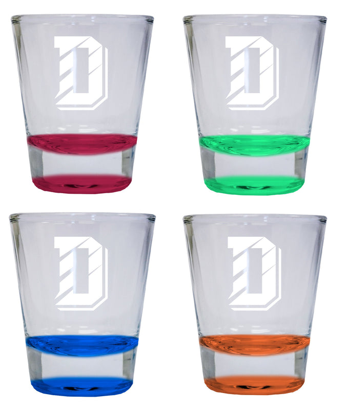 NCAA Davidson College Collector's 2oz Laser-Engraved Spirit Shot Glass Red, Orange, Blue and Green 4-Pack