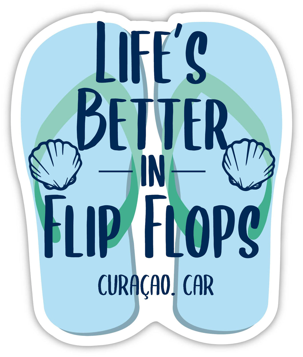 Curaçao Caribbean Souvenir 4 Inch Vinyl Decal Sticker Flip Flop Design