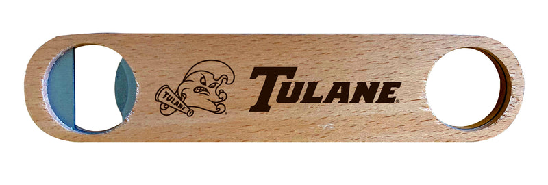 Tulane University Green Wave NCAA Elegant Laser-Etched Wooden Bottle Opener - Collegiate Bar Accessory