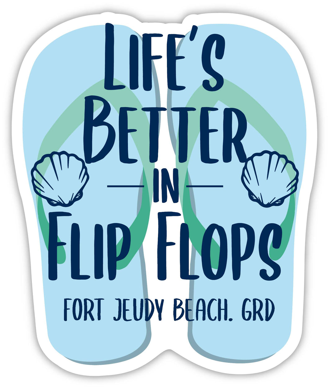 Fort Jeudy Beach Grenada Souvenir 4 Inch Vinyl Decal Sticker Flip Flop Design