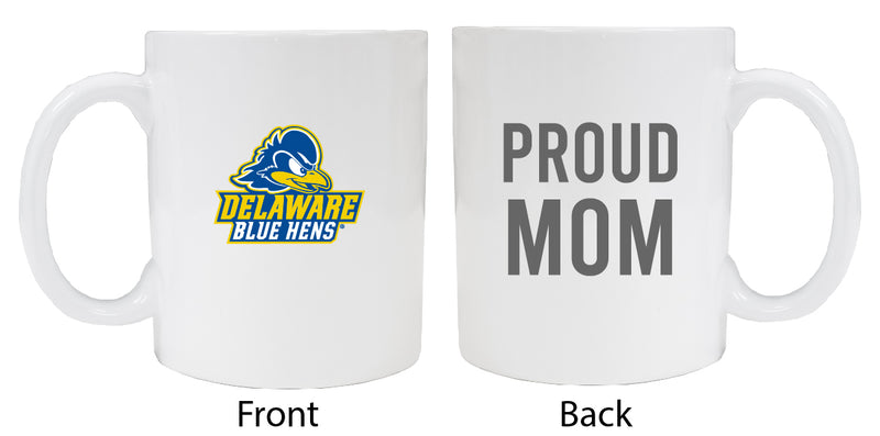 Delaware Blue Hens Proud Mom White Ceramic Coffee Mug 2-Pack (White)