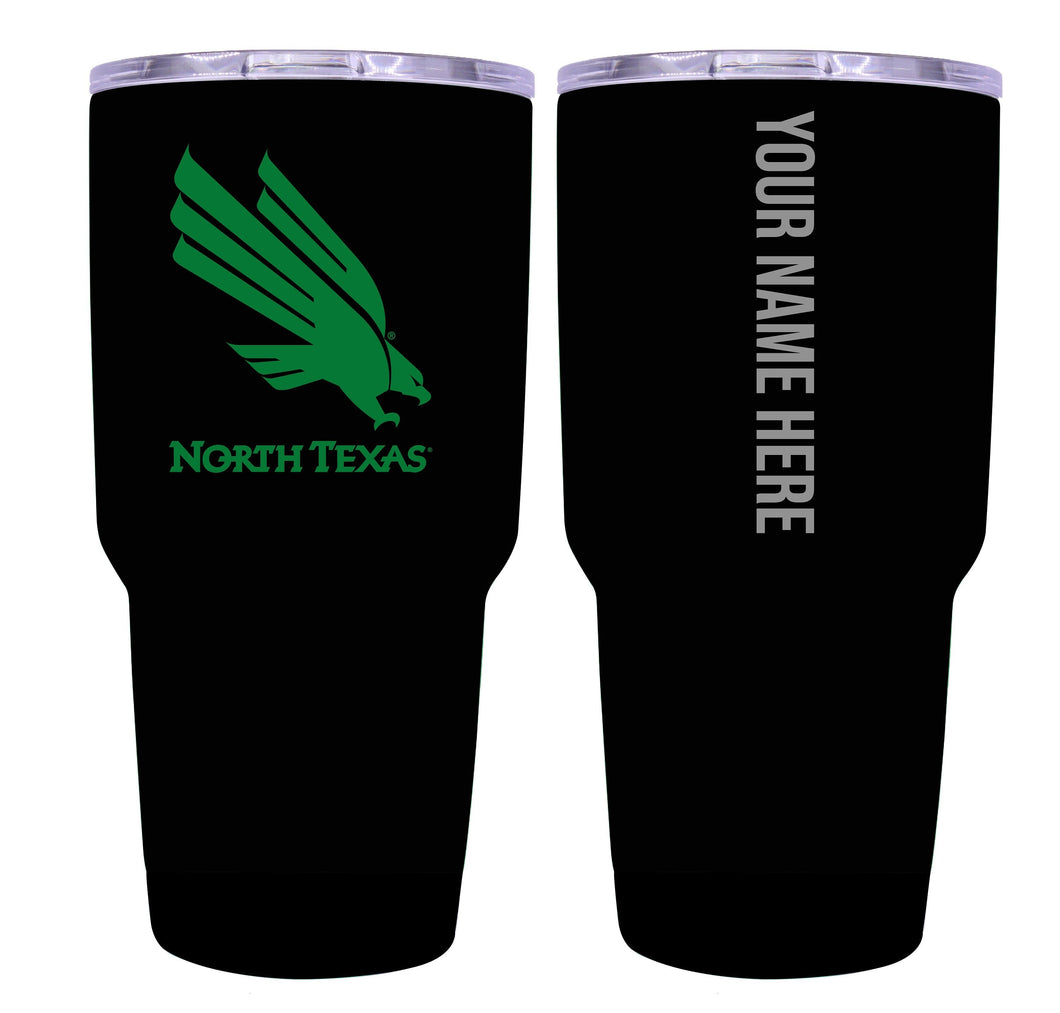 Custom North Texas Black Insulated Tumbler - 24oz Engraved Stainless Steel Travel Mug