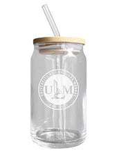 Load image into Gallery viewer, Louisiana Monroe Warhawks NCAA 12 oz can-shaped glass, featuring a refined design ideal for showcasing team pride and enjoying beverages on game days, mother&#39;s day gift, father&#39;s day gift, alumni gift, graduation gift, admission gift.
