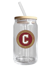 Load image into Gallery viewer, College of Charleston NCAA 12 oz can-shaped glass, featuring a refined design ideal for showcasing team pride and enjoying beverages on game days, mother&#39;s day gift, father&#39;s day gift, alumni gift, graduation gift, admission gift.
