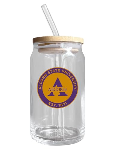 Alcorn State Braves NCAA 12 oz can-shaped glass, featuring a refined design ideal for showcasing team pride and enjoying beverages on game days, mother's day gift, father's day gift, alumni gift, graduation gift, admission gift.