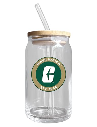 North Carolina Charlotte NCAA 12 oz can-shaped glass, featuring a refined design ideal for showcasing team pride and enjoying beverages on game days, mother's day gift, father's day gift, alumni gift, graduation gift, admission gift.