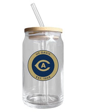 Load image into Gallery viewer, UC Davis Aggies NCAA 12 oz can-shaped glass, featuring a refined design ideal for showcasing team pride and enjoying beverages on game days, mother&#39;s day gift, father&#39;s day gift, alumni gift, graduation gift, admission gift.
