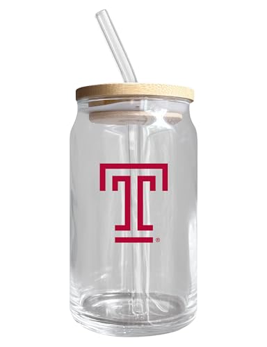 Temple University NCAA 12 oz can-shaped glass, featuring a refined design ideal for showcasing team pride and enjoying beverages on game days, mother's day gift, father's day gift, alumni gift, graduation gift, admission gift.
