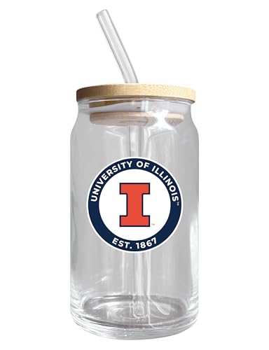 Illinois Fighting Illini NCAA 12 oz can-shaped glass, featuring a refined design ideal for showcasing team pride and enjoying beverages on game days, mother's day gift, father's day gift, alumni gift, graduation gift, admission gift.