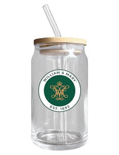 Load image into Gallery viewer, William &amp; Mary NCAA 12 oz can-shaped glass, featuring a refined design ideal for showcasing team pride and enjoying beverages on game days, mother&#39;s day gift, father&#39;s day gift, alumni gift, graduation gift, admission gift.
