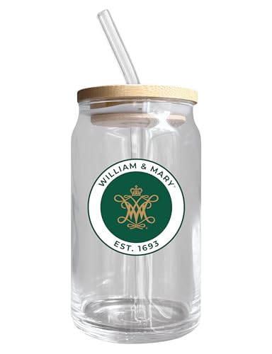 William & Mary NCAA 12 oz can-shaped glass, featuring a refined design ideal for showcasing team pride and enjoying beverages on game days, mother's day gift, father's day gift, alumni gift, graduation gift, admission gift.