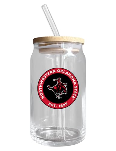 Northwestern Oklahoma State NCAA 12 oz can-shaped glass, featuring a refined design ideal for showcasing team pride and enjoying beverages on game days, mother's day gift, father's day gift, alumni gift, graduation gift, admission gift.