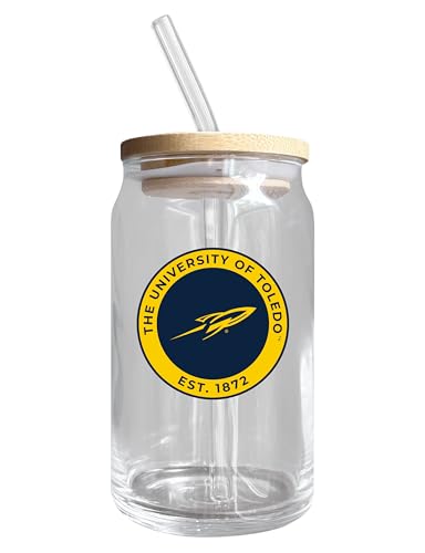 Toledo Rockets NCAA 12 oz can-shaped glass, featuring a refined design ideal for showcasing team pride and enjoying beverages on game days, mother's day gift, father's day gift, alumni gift, graduation gift, admission gift.