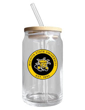 Load image into Gallery viewer, Wichita State Shockers NCAA 12 oz can-shaped glass, featuring a refined design ideal for showcasing team pride and enjoying beverages on game days, mother&#39;s day gift, father&#39;s day gift, alumni gift, graduation gift, admission gift.
