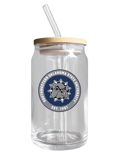 Southwestern Oklahoma State NCAA 12 oz can-shaped glass, featuring a refined design ideal for showcasing team pride and enjoying beverages on game days, mother's day gift, father's day gift, alumni gift, graduation gift, admission gift.