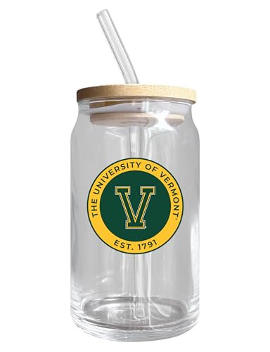 Vermont Catamounts NCAA 12 oz can-shaped glass, featuring a refined design ideal for showcasing team pride and enjoying beverages on game days, mother's day gift, father's day gift, alumni gift, graduation gift, admission gift.