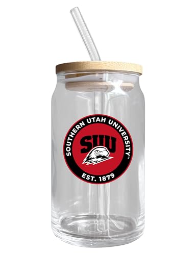 Southern Utah University NCAA 12 oz can-shaped glass, featuring a refined design ideal for showcasing team pride and enjoying beverages on game days, mother's day gift, father's day gift, alumni gift, graduation gift, admission gift.