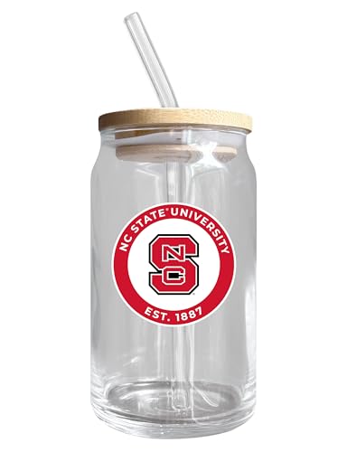 NC State Wolfpack NCAA 12 oz can-shaped glass, featuring a refined design ideal for showcasing team pride and enjoying beverages on game days, mother's day gift, father's day gift, alumni gift, graduation gift, admission gift.