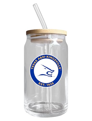 Texas A&M Kingsville NCAA 12 oz can-shaped glass, featuring a refined design ideal for showcasing team pride and enjoying beverages on game days, mother's day gift, father's day gift, alumni gift, graduation gift, admission gift.