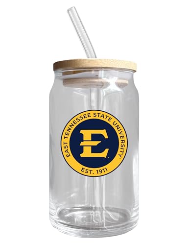 East Tennessee State University NCAA 12 oz can-shaped glass, featuring a refined design ideal for showcasing team pride and enjoying beverages on game days, mother's day gift, father's day gift, alumni gift, graduation gift, admission gift.