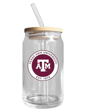 Load image into Gallery viewer, Texas A&amp;M Aggies NCAA 12 oz can-shaped glass, featuring a refined design ideal for showcasing team pride and enjoying beverages on game days, mother&#39;s day gift, father&#39;s day gift, alumni gift, graduation gift, admission gift.
