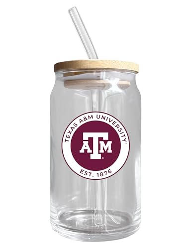 Texas A&M Aggies NCAA 12 oz can-shaped glass, featuring a refined design ideal for showcasing team pride and enjoying beverages on game days, mother's day gift, father's day gift, alumni gift, graduation gift, admission gift.