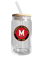 Load image into Gallery viewer, Maryland Terrapins NCAA 12 oz can-shaped glass, featuring a refined design ideal for showcasing team pride and enjoying beverages on game days, mother&#39;s day gift, father&#39;s day gift, alumni gift, graduation gift, admission gift.
