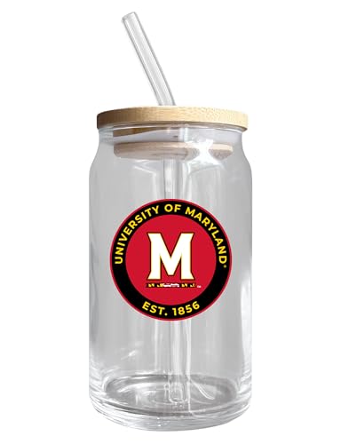 Maryland Terrapins NCAA 12 oz can-shaped glass, featuring a refined design ideal for showcasing team pride and enjoying beverages on game days, mother's day gift, father's day gift, alumni gift, graduation gift, admission gift.