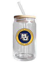 Load image into Gallery viewer, Marquette Golden Eagles NCAA 12 oz can-shaped glass, featuring a refined design ideal for showcasing team pride and enjoying beverages on game days, mother&#39;s day gift, father&#39;s day gift, alumni gift, graduation gift, admission gift.
