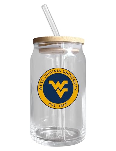 West Virginia Mountaineers NCAA 12 oz can-shaped glass, featuring a refined design ideal for showcasing team pride and enjoying beverages on game days, mother's day gift, father's day gift, alumni gift, graduation gift, admission gift.