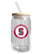 Load image into Gallery viewer, Stanford University NCAA 12 oz can-shaped glass, featuring a refined design ideal for showcasing team pride and enjoying beverages on game days, mother&#39;s day gift, father&#39;s day gift, alumni gift, graduation gift, admission gift.

