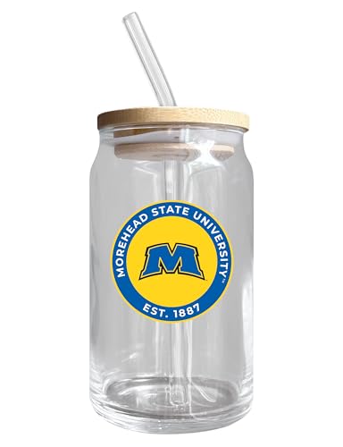 Morehead State University NCAA 12 oz can-shaped glass, featuring a refined design ideal for showcasing team pride and enjoying beverages on game days, mother's day gift, father's day gift, alumni gift, graduation gift, admission gift.