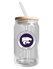 Load image into Gallery viewer, Kansas State University NCAA 12 oz can-shaped glass, featuring a refined design ideal for showcasing team pride and enjoying beverages on game days, mother&#39;s day gift, father&#39;s day gift, alumni gift, graduation gift, admission gift.
