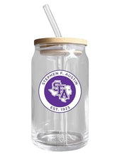 Load image into Gallery viewer, Stephen F. Austin State University NCAA 12 oz can-shaped glass, featuring a refined design ideal for showcasing team pride and enjoying beverages on game days, mother&#39;s day gift, father&#39;s day gift, alumni gift, graduation gift, admission gift.
