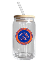 Load image into Gallery viewer, Boise State Broncos NCAA 12 oz can-shaped glass, featuring a refined design ideal for showcasing team pride and enjoying beverages on game days, mother&#39;s day gift, father&#39;s day gift, alumni gift, graduation gift, admission gift.

